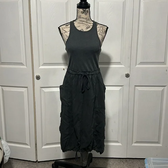 Daily Practice by Anthropologie Be Bold Racerback Twofer Dress in “Washed Black” - Picture 3 of 15